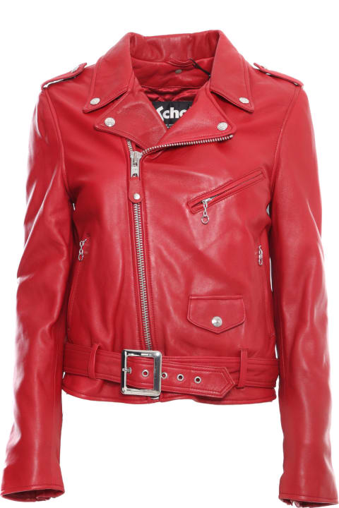 ウィメンズ Schott NYCのコート＆ジャケット Schott NYC Red Leather Jacket