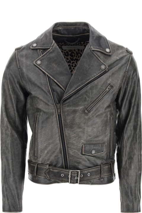 Coats & Jackets for Men Golden Goose Vintage-effect Leather Biker Jacket