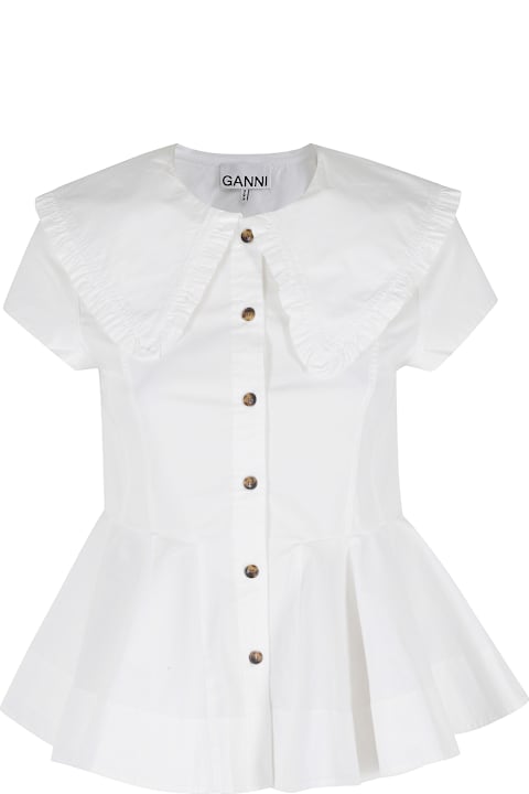 Homeware Ganni Stretch Cotton Peter Pan Collar Shirt