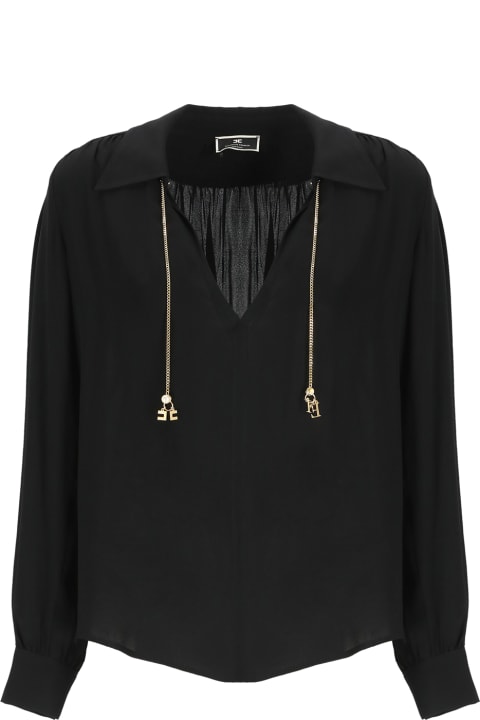 Topwear for Women Elisabetta Franchi Black Shirt With Jewel