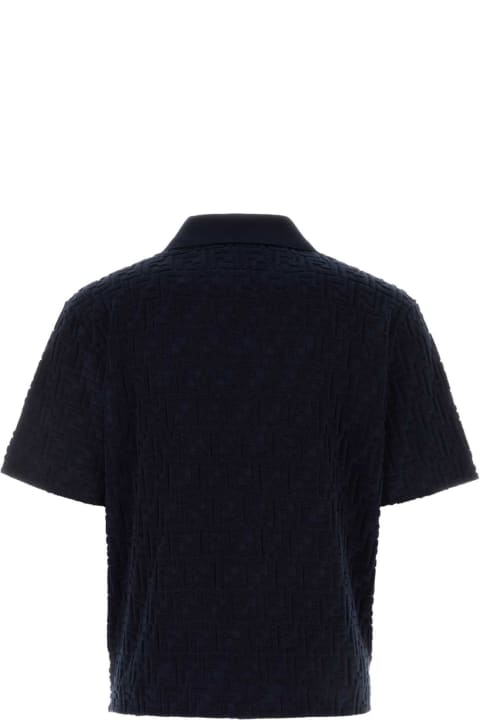 メンズ トップス Fendi Dark Blue Terry Fabric Polo Shirt