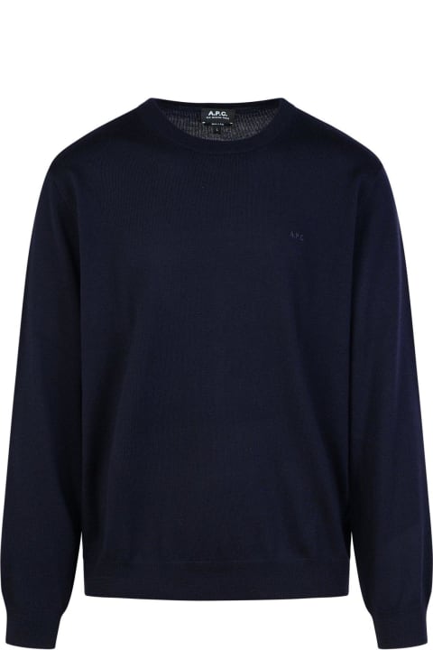 Fleeces & Tracksuits for Men A.P.C. Logo Embroidered Crewneck Jumper