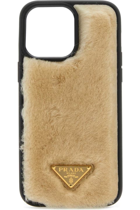 Hi-Tech Accessories for Women Prada Sand Shearling Iphone 14 Pro Max Cover