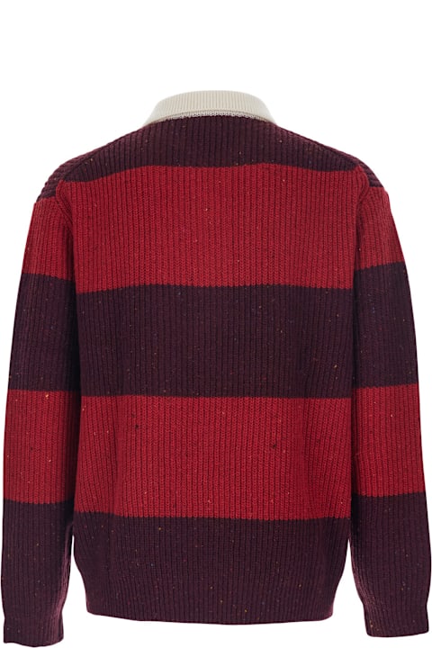 Dunst for Kids Dunst Red Polo Shirt With Ribbed Design And Striped Motif In Wool Man