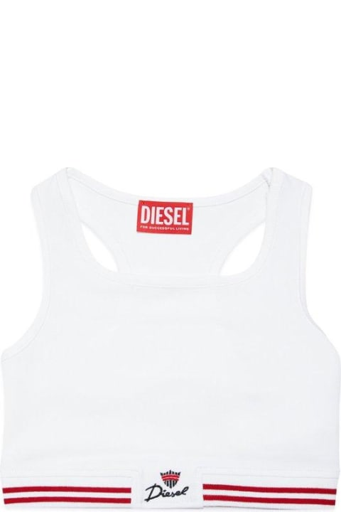 Diesel Topwear for Girls Diesel Trit Logo Embroidered Cropped Top