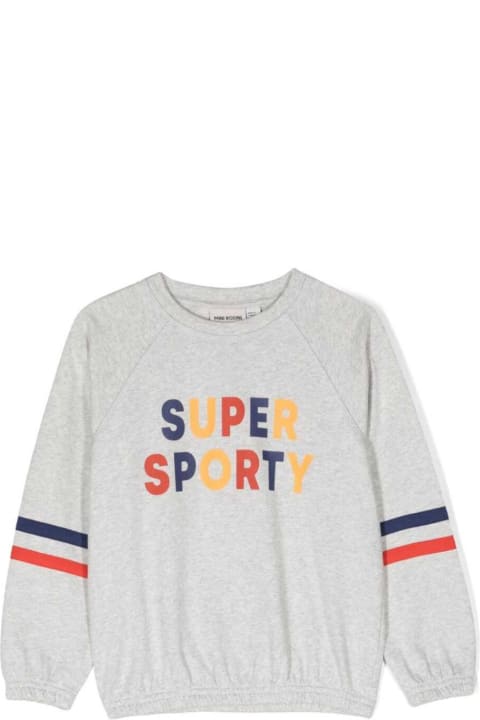 Mini Rodini Topwear for Boys Mini Rodini Grey Crewneck Sweatshirt With Multicolor Super Sporty Print In Cotton Boy