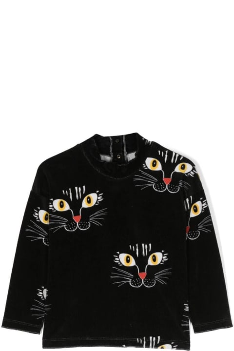 Mini Rodini Sweaters & Sweatshirts for Girls Mini Rodini Cat Face Velour Sweater
