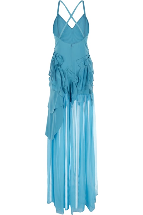Alberta Ferretti Dresses for Women Alberta Ferretti Teal Green Acetate Blend Long Dress