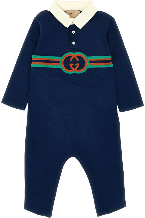 Gucci Bodysuits & Sets for Baby Girls Gucci Logo Embroidery Jumpsuit