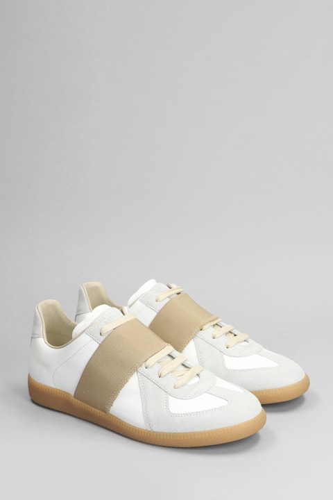 ウィメンズ Maison Margielaのスニーカー Maison Margiela Replica Sneakers In White Suede And Leather