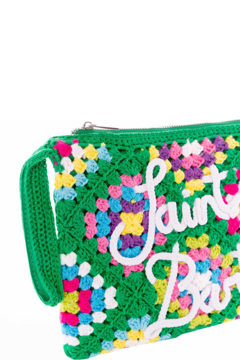 Luggage for Women MC2 Saint Barth Parisienne Green Crochet Pochette With Saint Barth