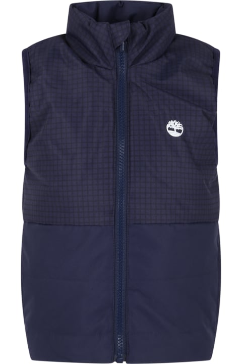 Timberland for Kids Timberland Blue Gilet For Boy With White Logo