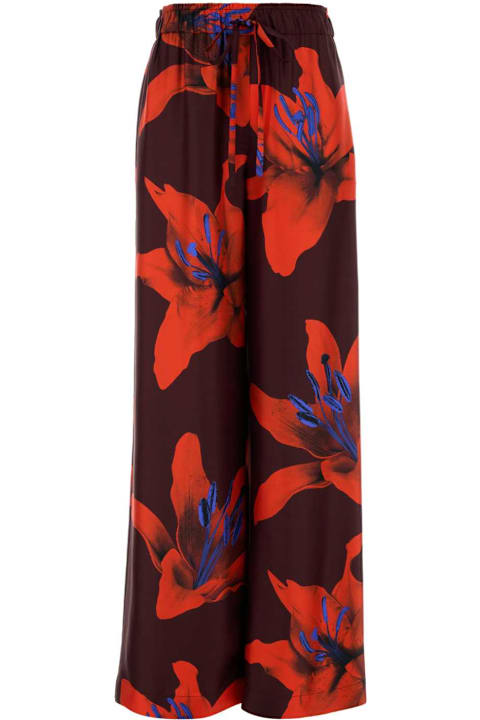 Alexander McQueen Pants & Shorts for Women Alexander McQueen Printed Satin Wide-leg Pant