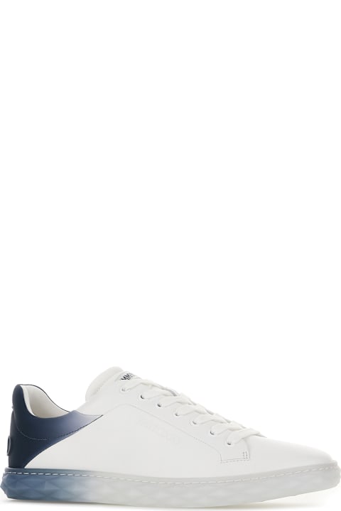 Jimmy Choo for Men Jimmy Choo White Leather Diamond Light Sneakers