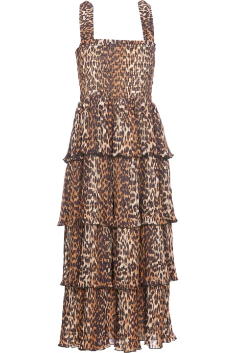 Ganni Women Ganni Leopard Print Midi Dress