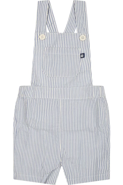 Petit Bateau Coats & Jackets for Baby Girls Petit Bateau Light Blue Dungarees For Baby Boy With Stripes
