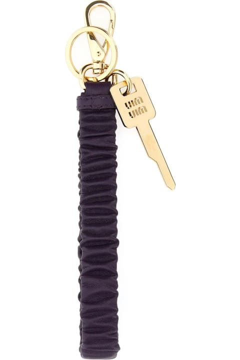 Miu Miu Keyrings for Women Miu Miu Purple Leather Keyring