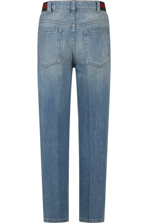 Bottoms for Boys Gucci Blue Jeans For Boy With Web Detail