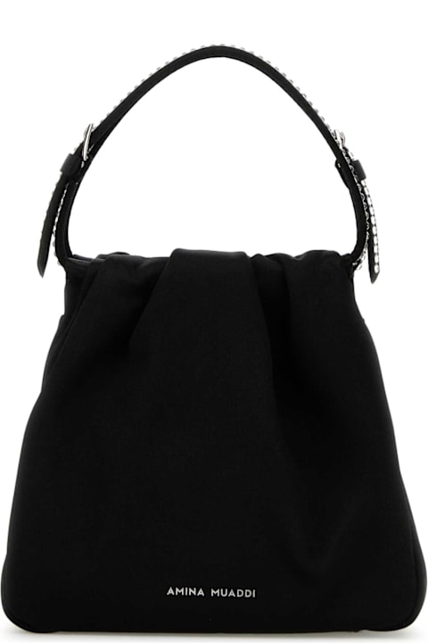 Amina Muaddi Totes for Women Amina Muaddi Black Satin Vittoria Crystal Handbag