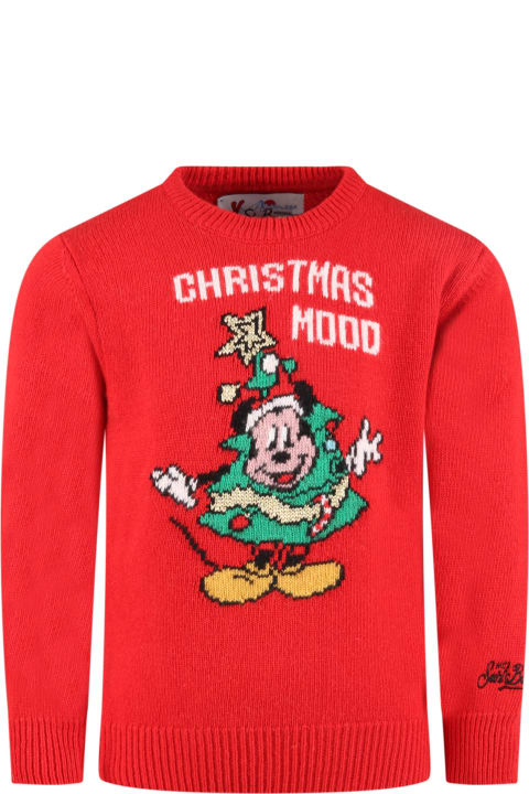 Homeware MC2 Saint Barth Red Sweater For Boy With Mickey Mouse
