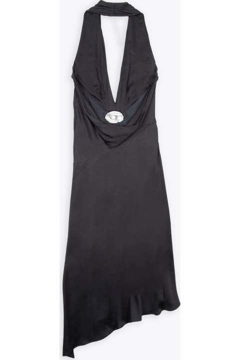 Diesel Dresses for Women Diesel D-stant-n1 Black satin midi draped dress with Oval D - D Stant