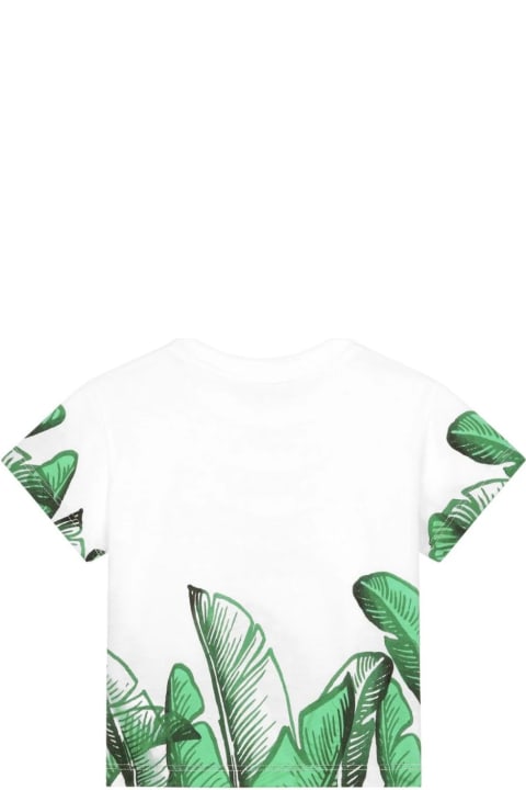 Dolce & Gabbana Topwear for Baby Boys Dolce & Gabbana White T-shirt With Logo And Green Banano Print