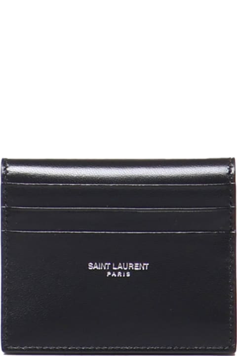 Saint Laurent Men Saint Laurent Compact And Reversible Leather Card Holder