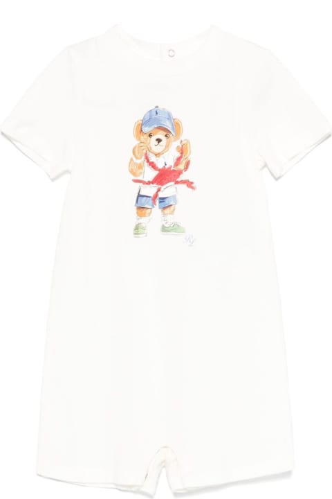 Polo Ralph Lauren Bodysuits & Sets for Baby Girls Polo Ralph Lauren White One-piece With Round Neck And Maxi Logo On The Front In Cotton Baby