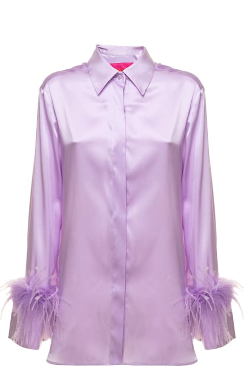 Lavender Long Sleeves Shirt With Feathers In Silk Woman Verguenza
