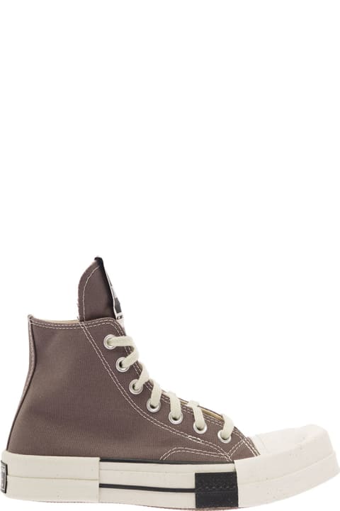'turbodrk' Dark Grey High-top Sneakers With Chunky Sole In Canvas Woman