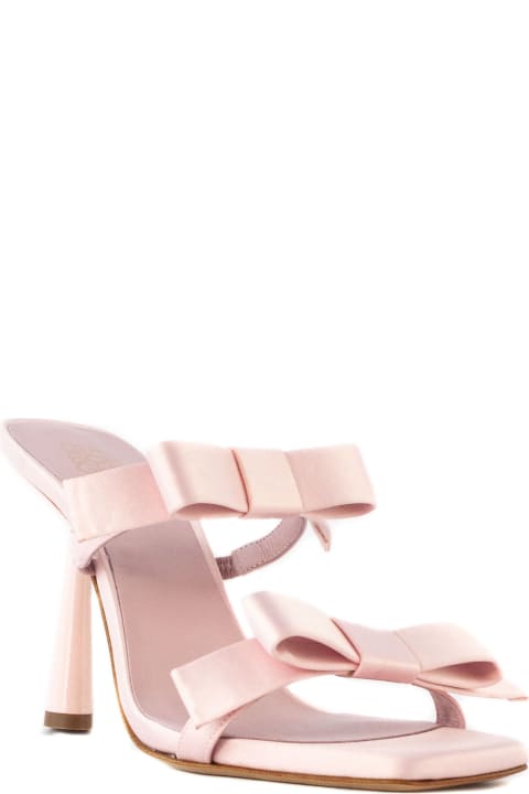 Fashion for Women GIA BORGHINI Pink Satin Double Bow Galantine Sandal