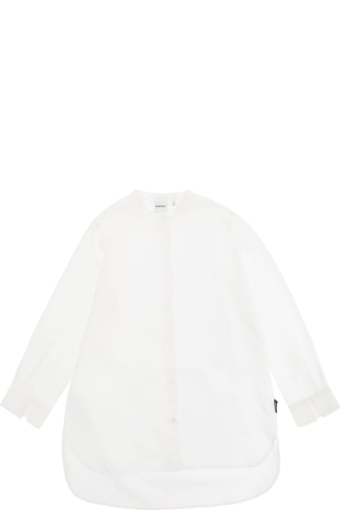 Aspesi Shirts for Girls Aspesi White Band Collar Shirt In Linen Blend Girl
