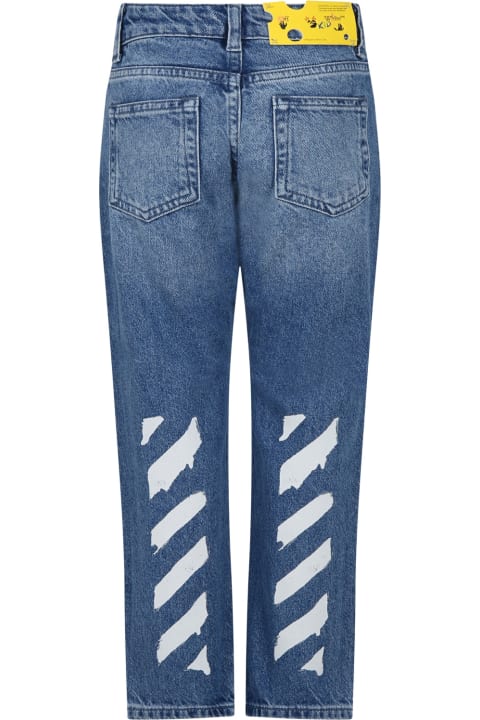 Bottoms for Boys Off-White Denim Jeans For Boy With Logo