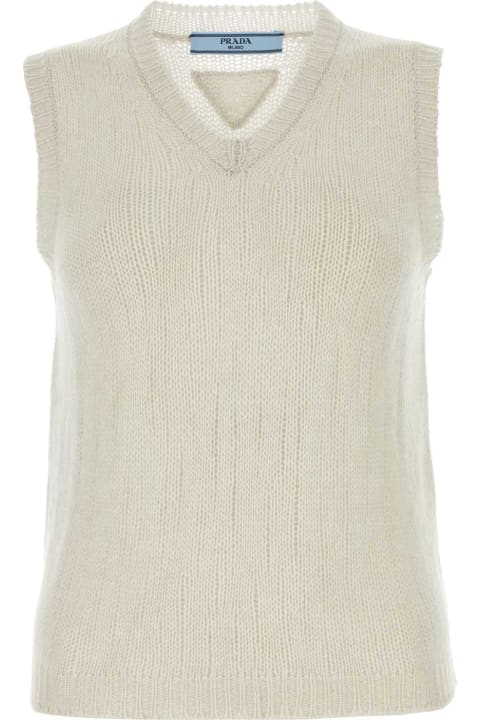Prada Sale for Women Prada Chalk Cashmere Vest