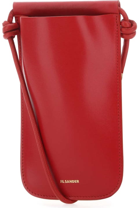 Jil Sander Hi-Tech Accessories for Men Jil Sander Red Leather Phone Case