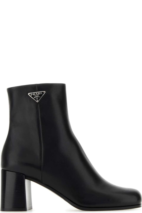 Shoes Sale for Women Prada Black Leather Ankle Boots