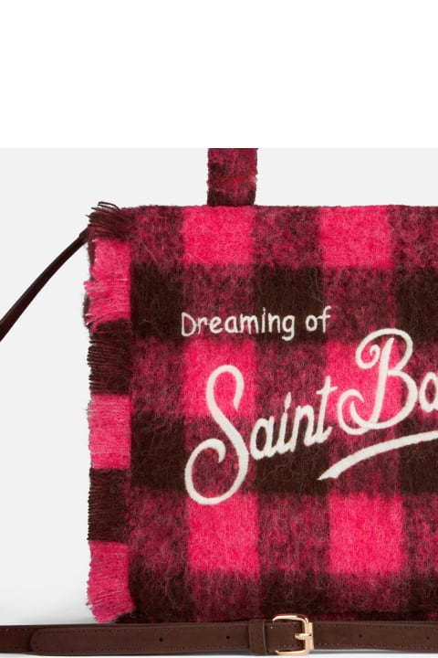 Homeware MC2 Saint Barth Wooly Colette Fringed Handbag With Check Pattern