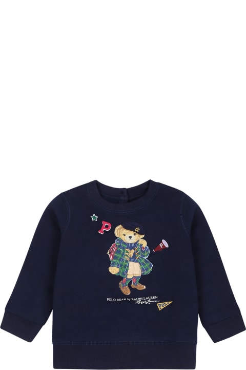 Ralph Lauren Sweaters & Sweatshirts for Baby Boys Ralph Lauren Sweatshirt Bleu For Baby Girl With Bear