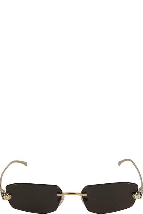 Cartier Eyewear نظارات لـ القسم الرجالي Cartier Eyewear Metal Temple Rimless Sunglasses