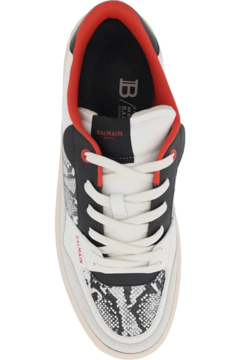 メンズ スニーカー Balmain B-court Flip Sneakers In Python-effect Leather