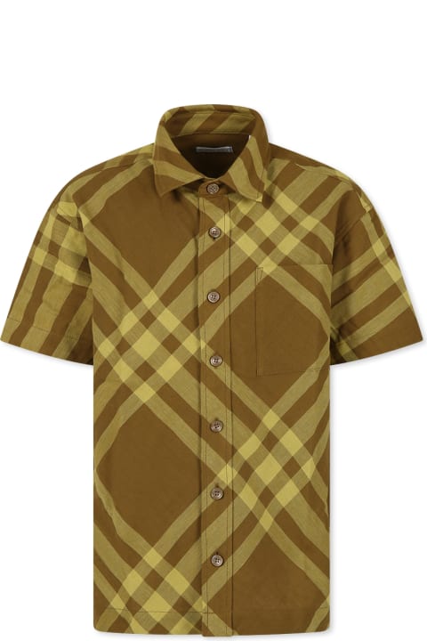 ボーイズ Burberryのシャツ Burberry Brown Shirt For Boy With Vintage Check