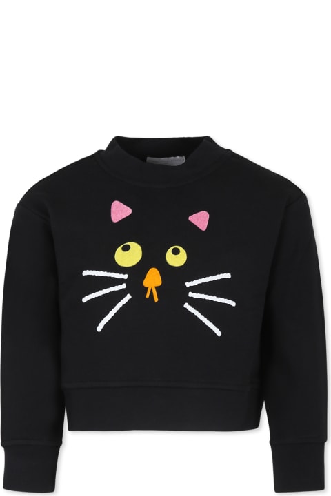 Homeware Stella McCartney Kids Black Sweatshirt For Girl With Cat Print