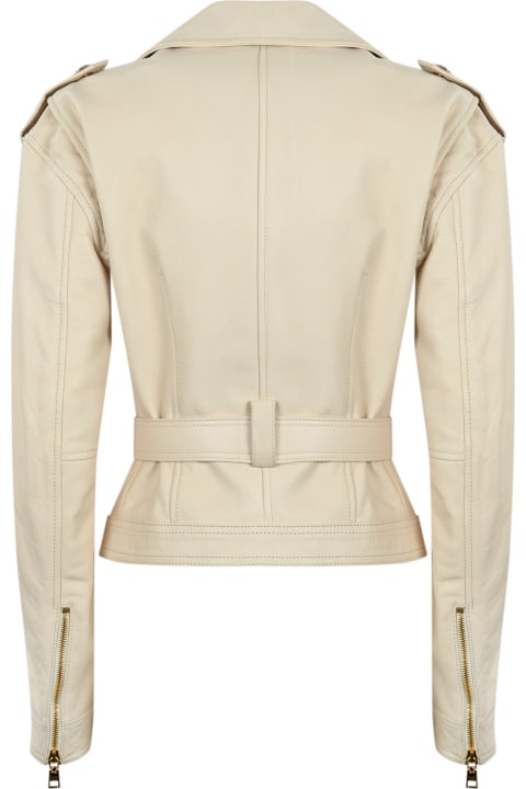 Elisabetta Franchi Coats & Jackets for Women Elisabetta Franchi Leather Biker Jacket With Belt