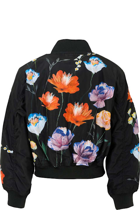 Homeware Molo Black Bomber Jacket For Girl With Flowers