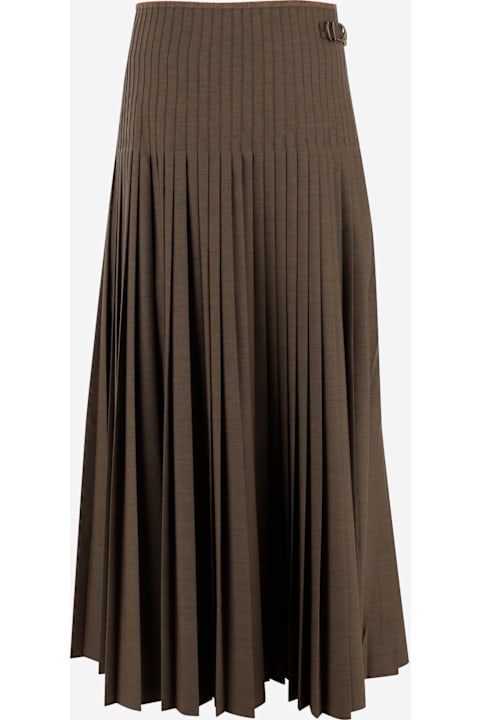 Burberry for Women Burberry Long Pleated Skirt In Wool And Mohair