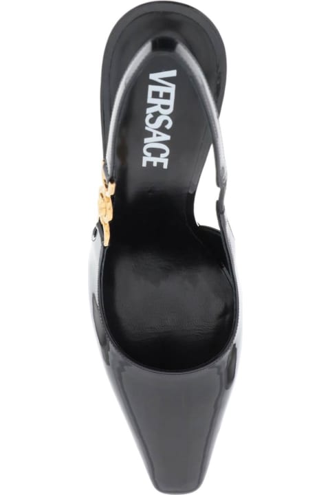 High-Heeled Shoes for Women Versace Patent Leather Slingback Pumps