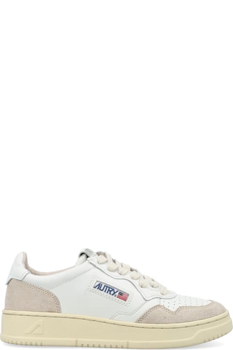 Homeware Autry Autry Medalist Leather And Suese Low Sneakers - White White