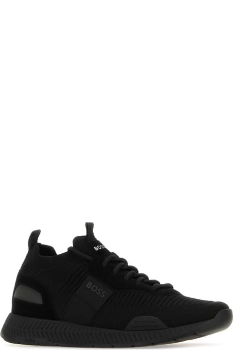 Sneakers for Men Hugo Boss Black Fabric And Leather Titanium Runn Sneakers