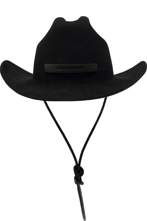 Ruslan Baginskiy Accessories for Women Ruslan Baginskiy Black Cowboy Hat With Logo Patch In Felt Woman