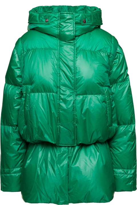 'chiara Emerald Green Down Jacket With Detachable Sleeves And End Band With Shiny Finish In Nylon Woman Anitroc
